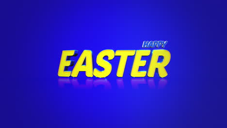 Shimmering-Easter-greeting-cheerful-yellow-letters-reflect-joyfully-on-vivid-blue-backdrop