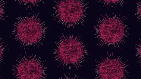 Red-floating-circles-intricate-pattern-on-dark-background