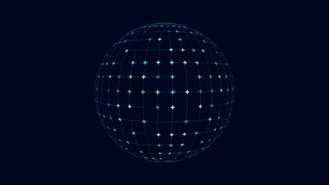 Artistic-3d-rendering-floating-black-sphere-with-green-dot-grid