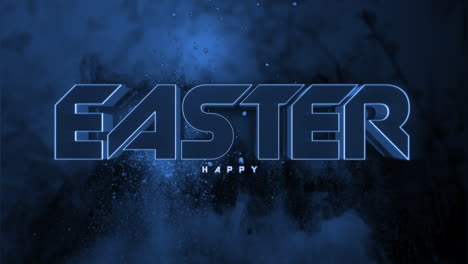 Vibrant-neon-blue-words-on-dark-blue-background-happy-easter