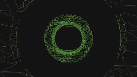 Green-lines-radiating-from-black-circle-in-square-pattern