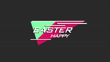 Logotipo-De-Feliz-Pascua,-Triángulo-Colorido-Con-Letras-En-Negrita-En-Divertidos-Tonos-De-Verde,-Rosa-Y-Amarillo