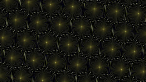 Elegante-Y-Moderno-Patrón-Hexagonal-Negro-Y-Dorado-Con-Círculos-Brillantes