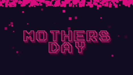 Día-De-La-Madre-De-Pixel-Art-En-Letras-Rosas-Sobre-Fondo-Negro