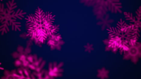 Leuchtend-Rosa-Schneeflocken-Beleuchten-Einen-Schwarzen-Hintergrund