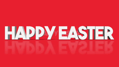 Happy-Easter-in-3d-text-with-blue-and-red-letters-on-a-reflective-red-surface