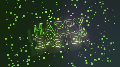 El-Vibrante-Texto-Verde-Neón-De-Feliz-Pascua-Se-Destaca-Sobre-Un-Fondo-Oscuro