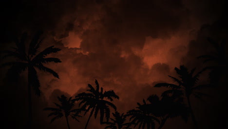 Lebendige-Silhouette-Majestätischer-Palmen-Vor-Feuerrotem-Himmel