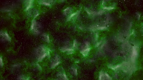 Hermosa-Nebulosa-Verde-Iluminada-En-Primer-Plano-Brilla-En-Medio-De-Un-Fondo-Estrellado