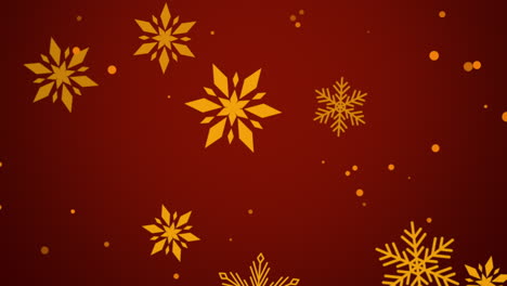 Festive-red-background-with-golden-snowflakes-falling