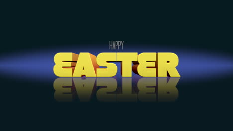 Reflective-Happy-Easter-word-art-yellow-letters-on-black-background