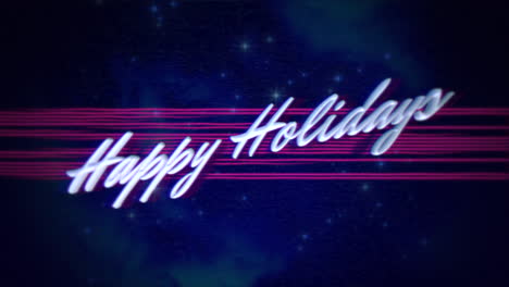 Festliches-Neonschild-„Frohe-Feiertage“-In-Rosa-Und-Blauen-Lichtern-Auf-Schwarzem-Hintergrund
