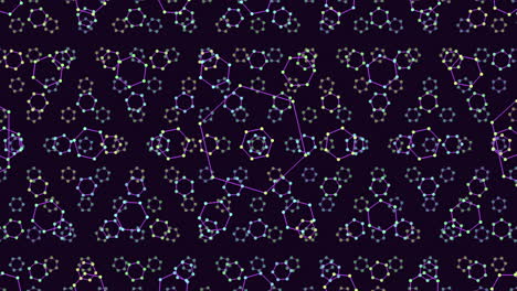 Symmetrische-Komposition-Aus-Violetten-Und-Grünen-Geometrischen-Formen-Auf-Schwarzem-Hintergrund