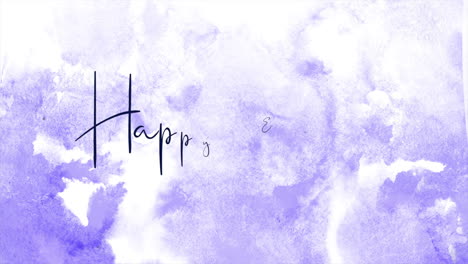 Watercolor-easter-greeting-vibrant-purple-backdrop-with-handwritten-Happy-Easter-in-blurred-white-letters
