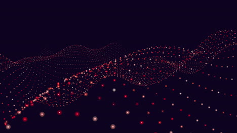 Dynamisches-Rotes-Punktwellenmuster-Mit-Fließender-Bewegung-Auf-Schwarzem-Hintergrund