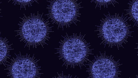 Patrón-Circular-Azul-Sobre-Fondo-Negro-Con-Círculos-Conectados