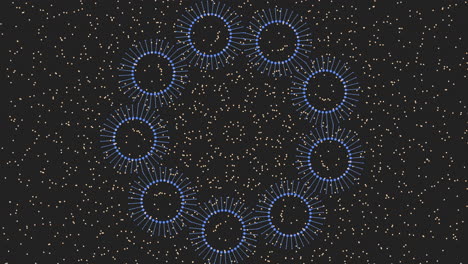 Kreisförmiges-Blaues-Punktmuster-Mit-Zentralem-Kreis-Auf-Schwarzem-Hintergrund