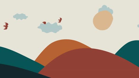 Minimal-Mountain-Land-Space-Illustration-Loop-Background