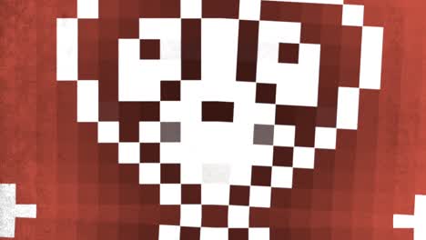 Pixelated-smiling-face-on-red-background