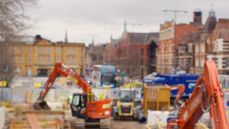 Defocused-Shot-Of-Construction-Work-On-Frideswide-Square-In-City-Centre-Of-Oxford