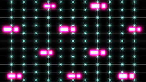 Schwarzes-Und-Rosa-Gitter-Mit-Leuchtenden-Punkten-In-Einem-Geometrischen-Muster