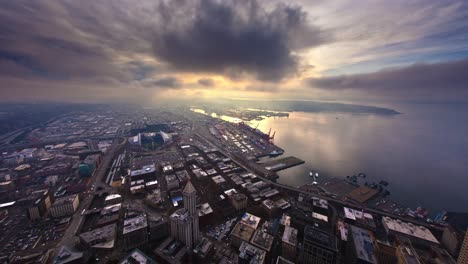 Timelapse-del-puerto-de-Seattle-al-atardecer