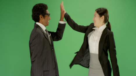 Man-and-Woman-in-Suits-Hi-Five