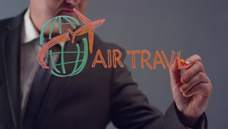 Businessman-Drawing-Air-Travel-Symbol