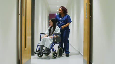 Female-Nurse-Pushes-Patient-In-Wheelchair