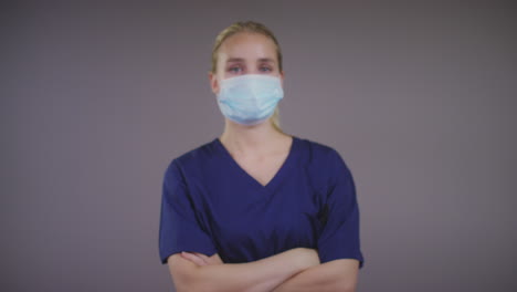 Young-Blonde-Female-Doctor-Wearing-Face-Mask