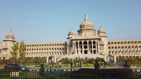 Bengaluru-Karnataka-India--10Mar2019-Wide-angle-panning-video-of-Vidhana-Soudha-in-Bengaluru-Karnataka-India-during-daytime