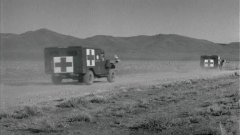 1950s-Vehicles-Driving-to-Test-Site-During-American-Nuclear-Exercise