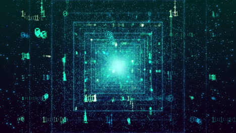 Animierte-3D-Daten-Stardust-Binärcode-Grüne-Bewegungsgrafik