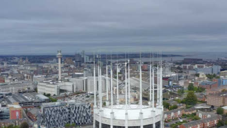 Drone-Shot-Panning-Across-Liverpool-City-Skyline