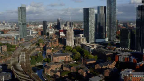 Drone-Shot-Approaching-Manchester-Skyscrapers-01