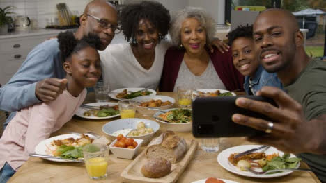 Family-Taking-a-Selfie-Together-During-Family-Dinner-