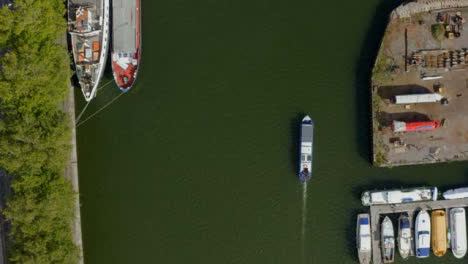 Drone-Shot-Tracking-Boat-Travelling-On-Bristol-Waterfront