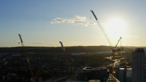 Drone-Shot-Rising-Up-Cranes-In-Cardiff-City-Centre