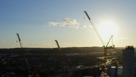 Drone-Shot-Pulling-Down-Cranes-In-Cardiff-City-Centre