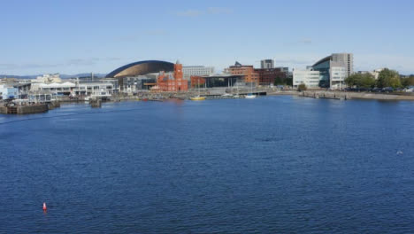 Rising-Drone-Shot-Moving-Across-Cardiff-Bay-01