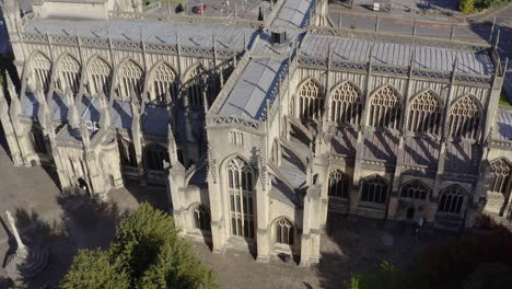 Drone-Shot-Flying-Over-St-Mary-Redcliffe-Church-In-Bristol-Long-Version