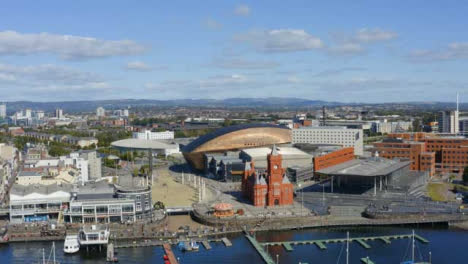 Drone-Shot-Orbiting-Waterfront-In-Cardiff-Long-Version