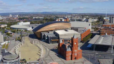 Drone-Shot-Approaching-Waterfront-Bay-In-Cardiff-Short-Version-2-of-2