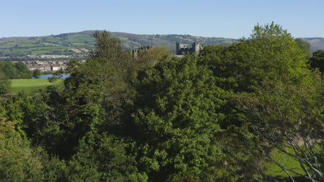 Drone-Shot-Approaching-Caerphilly-Castle-05