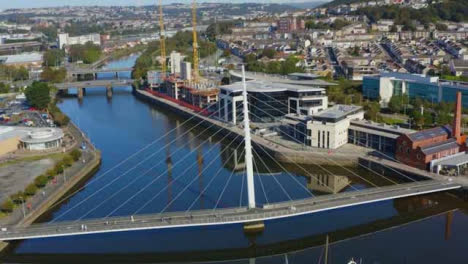 Drone-Shot-Orbiting-Sail-Bridge-In-Swansea-Long-Version