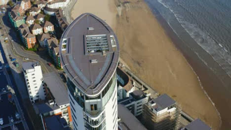 Drone-Shot-Orbiting-Top-of-Meridian-Tower-In-Swansea-Long-Version