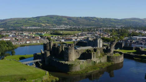 Drone-Shot-Approaching-Caerphilly-Castle-01