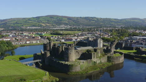 Drone-Shot-Approaching-Caerphilly-Castle-01