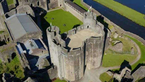 Drone-Shot-Approaching-Caerphilly-Castle-02