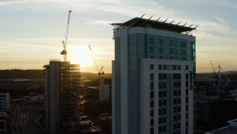 Drone-Shot-Orbiting-Construction-Site-In-Central-Cardiff-01